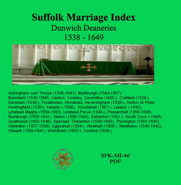 Dunwich Deanery Marriage Index (1538-1649) Graphic