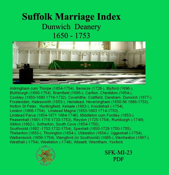 Dunwich Deanery Marriage Index (1650-1754) Graphic